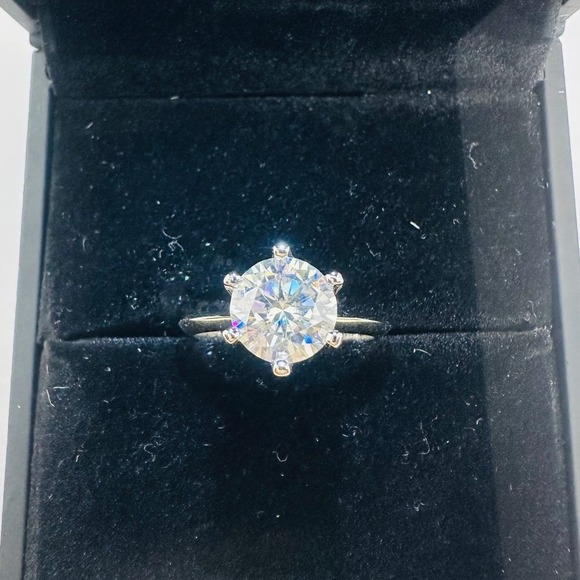 Moissanite Diamond Engagement Ring Six Prong Wedding GRA 18K 3 Ct Size 6 - Picture 9 of 12